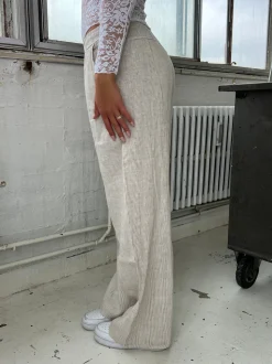 Milana hørbukser - beige/hvide striber