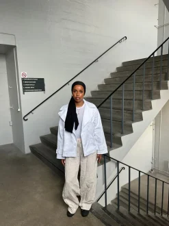 Milana hørbukser - beige/hvide striber