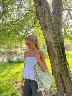 Milla broderi anglaise top - Hvid