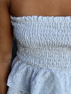 Milla broderi anglaise top - Hvid