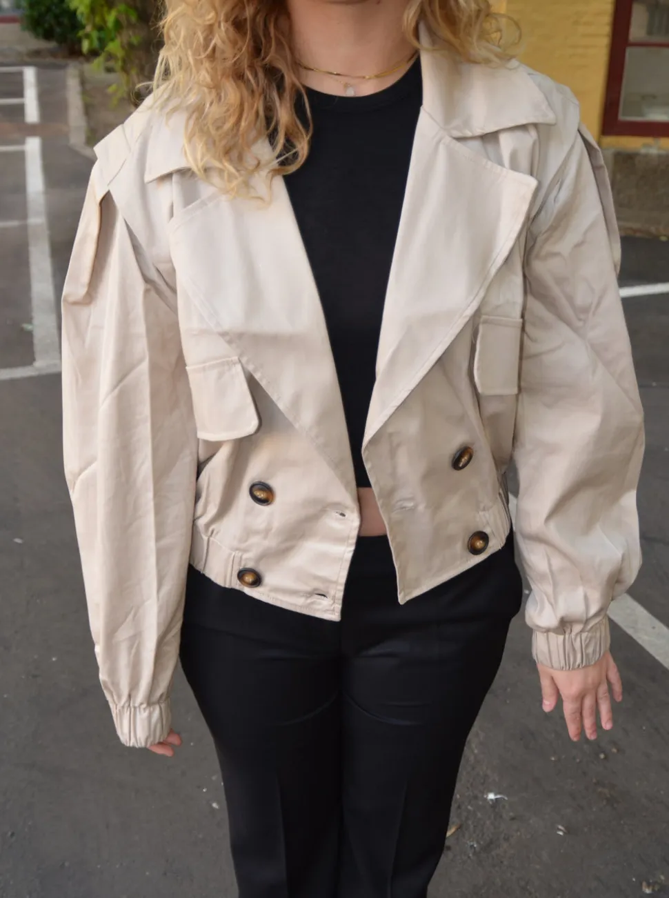 Millie cropped trenchcoat - Beige