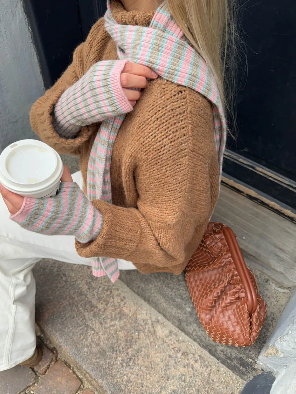 Mio sæt handsker og tørklæde - Lyserød/grå/blå