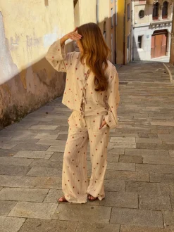 Mireille bukser med sol mønster - Beige/rød