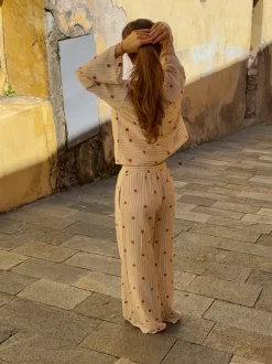 Mireille bukser med sol mønster - Beige/rød