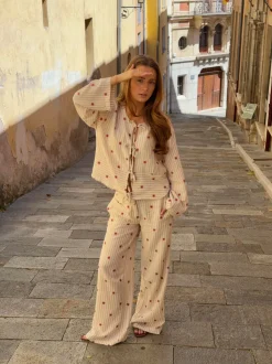 Mireille bukser med sol mønster - Beige/rød