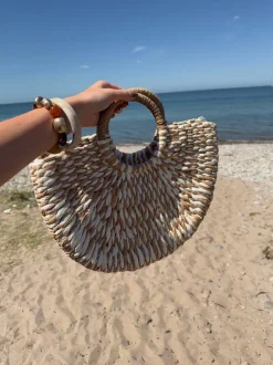 Monza flettet taske - Beige