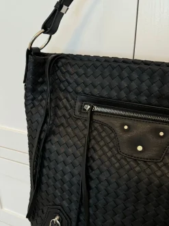 Mumbai skuldertaske i flet - Sort