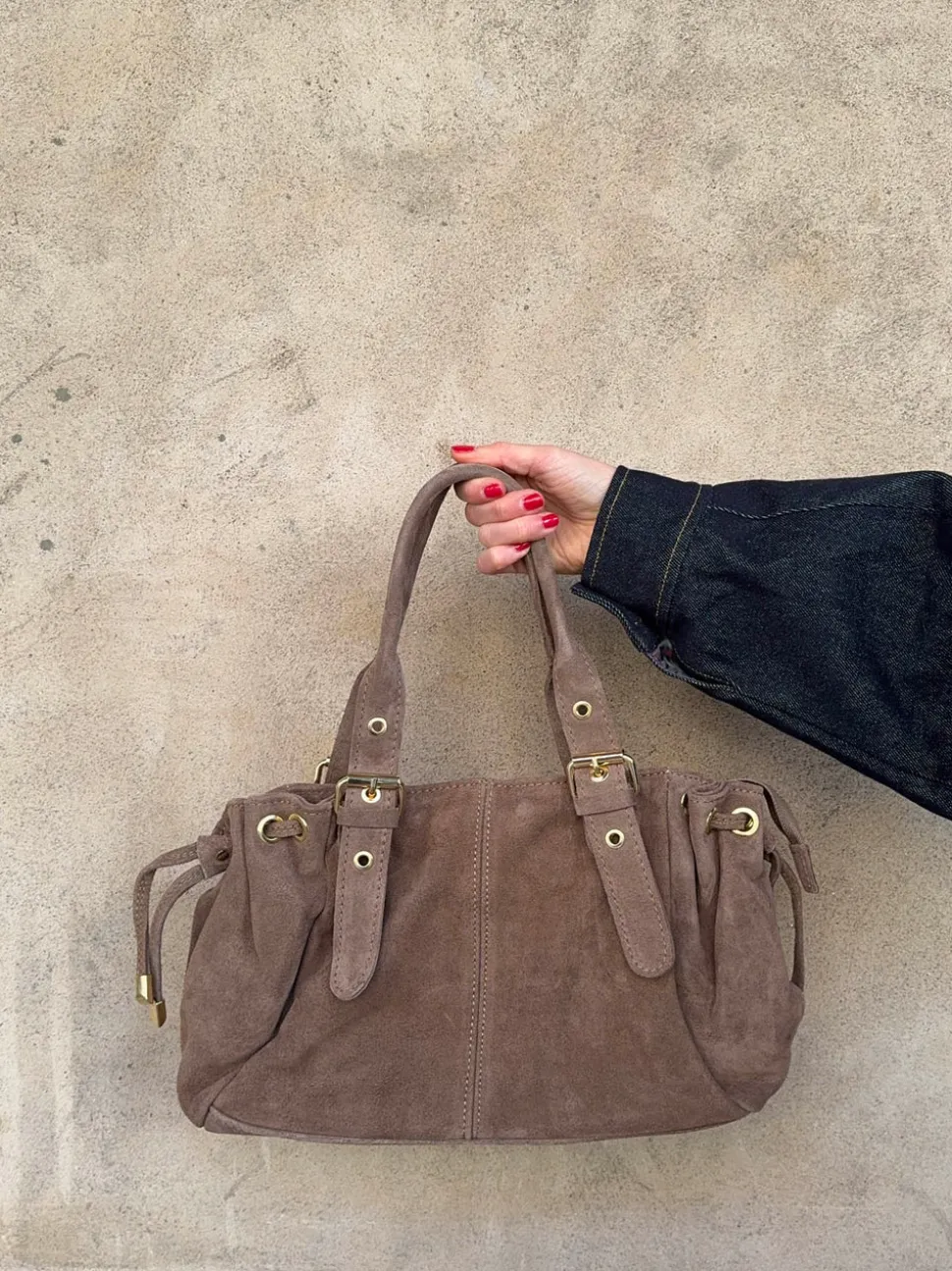 Mura taske i ruskind - Taupe