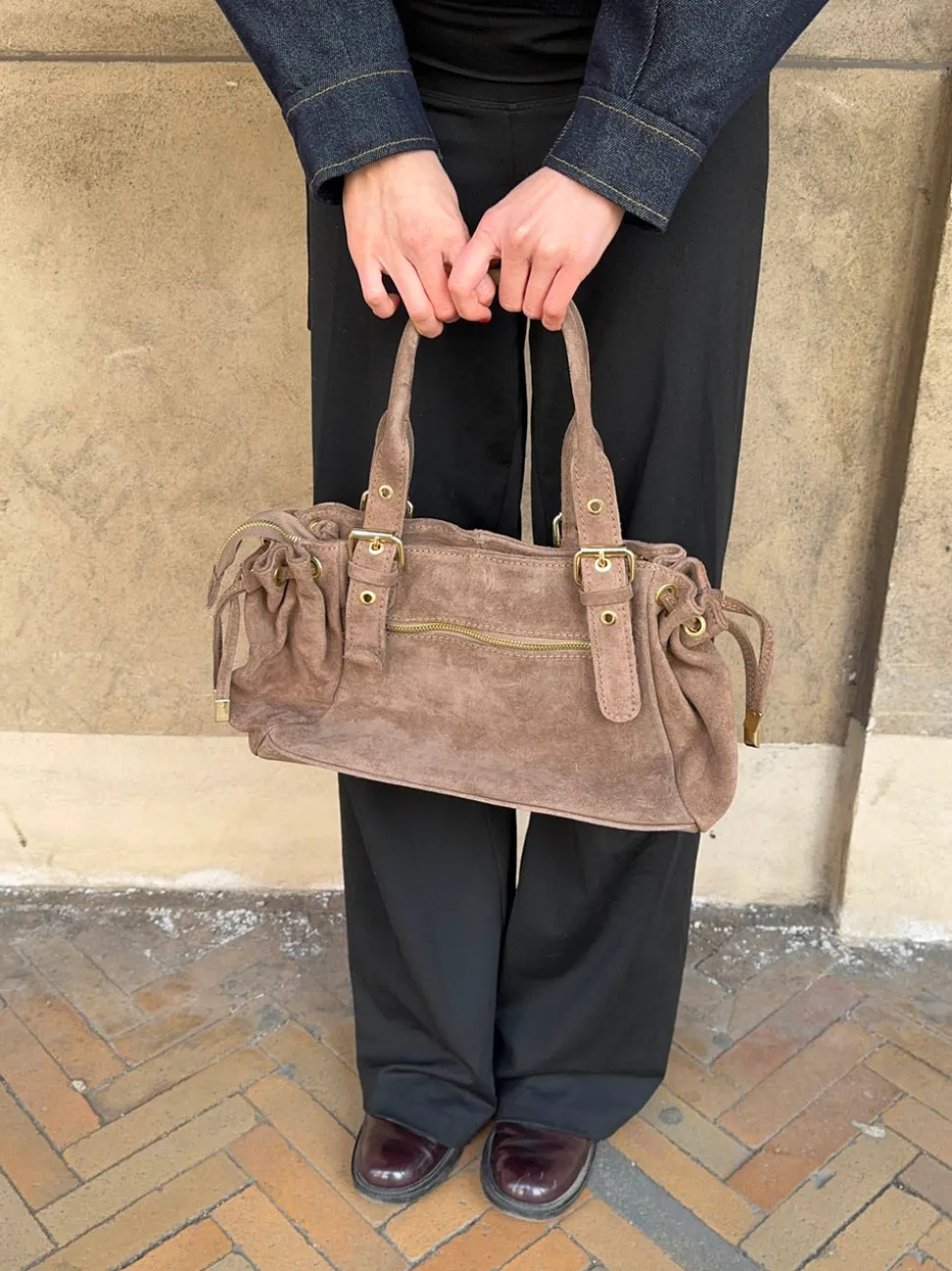 Mura taske i ruskind - Taupe