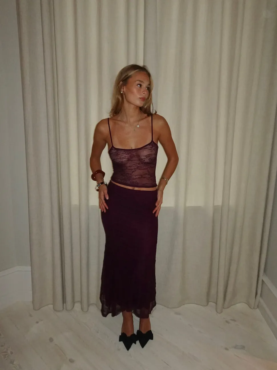 Nadja asymmetrisk nederdel i blonde - Lilla