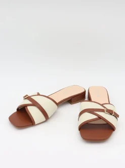 Natalie sandaler med hæl - Lysebrun/off-white