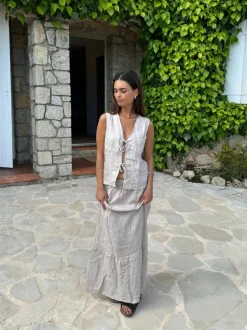 Nathalia nederdel i hør - beige