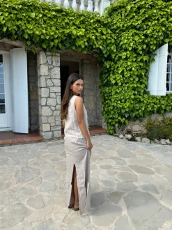 Nathalia nederdel i hør - beige