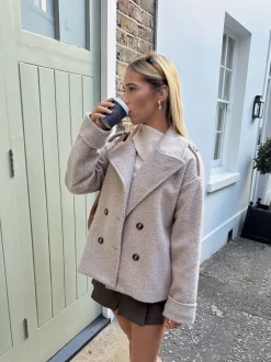 Nicole kort frakke - beige
