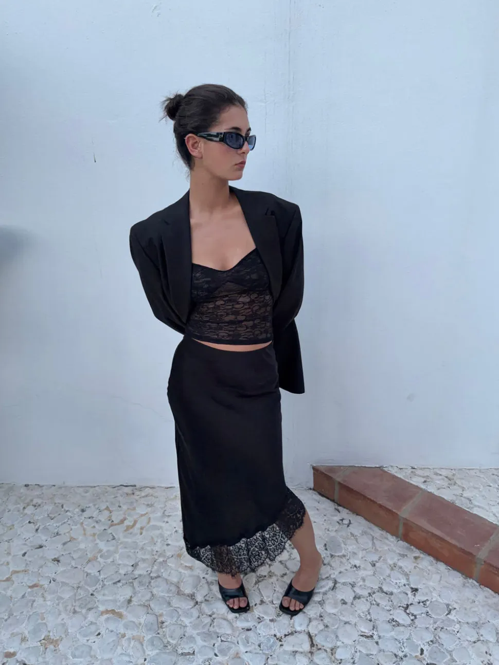 Nicoline off shoulder top i blonde - Sort