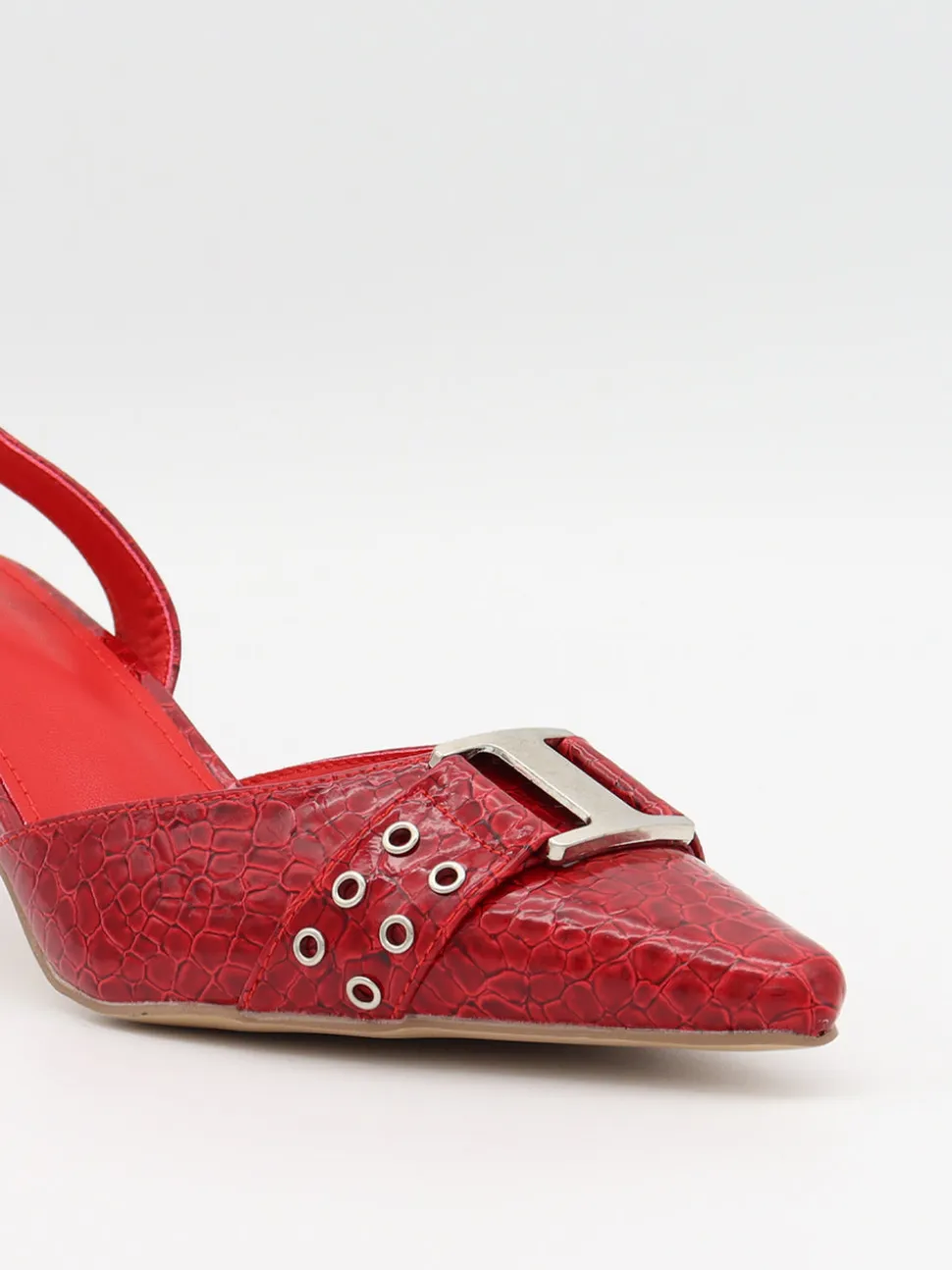 Nida slingback stiletter med spænde - Rød