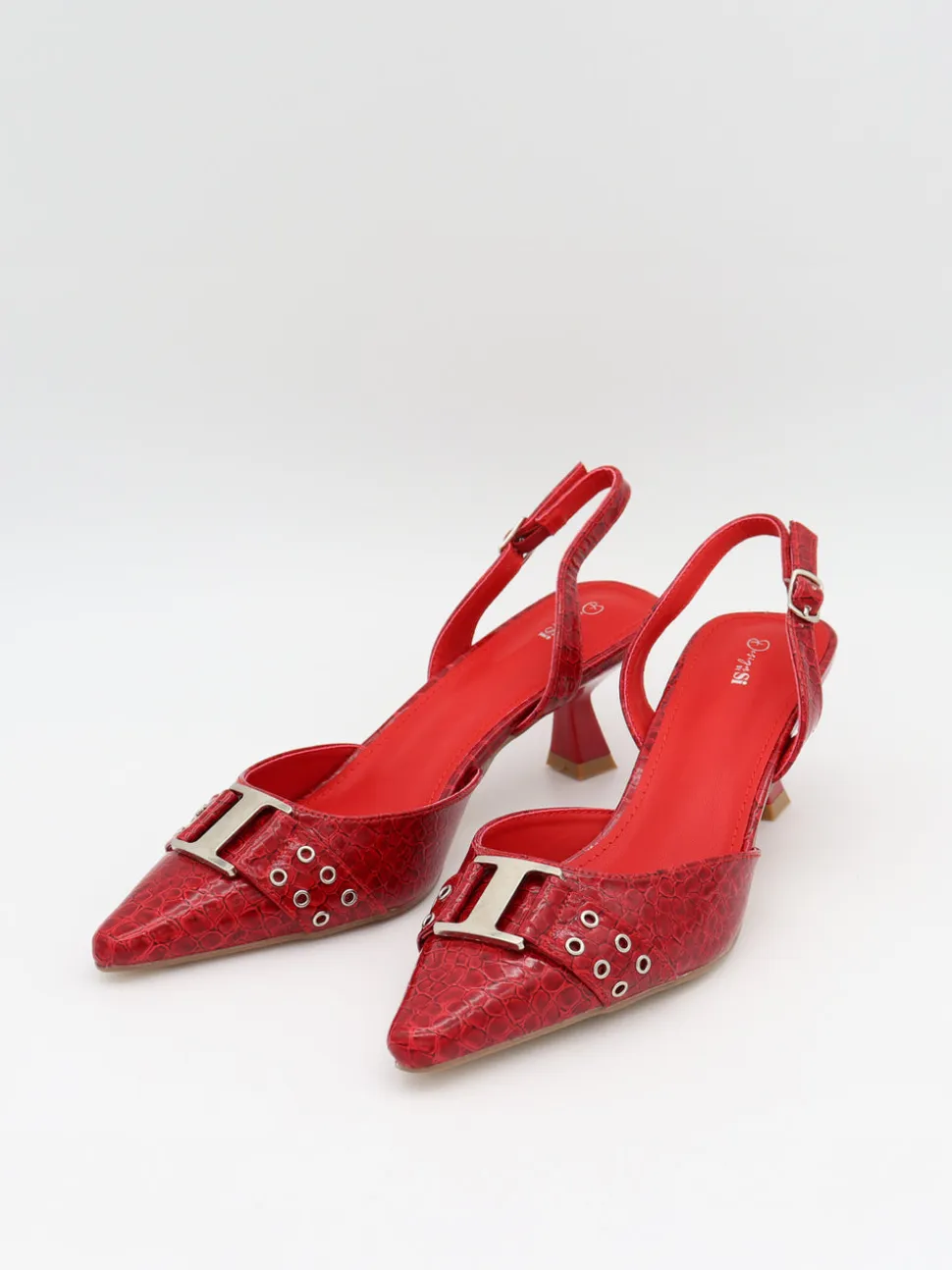 Nida slingback stiletter med spænde - Rød