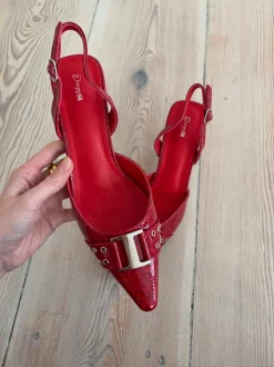 Nida slingback stiletter med spænde - Rød
