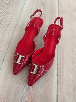 Nida slingback stiletter med spænde - Rød
