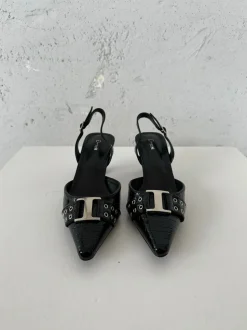 Nida slingback stiletter med spænde - Sort