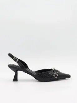 Nida slingback stiletter med spænde - Sort