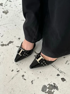 Nida slingback stiletter med spænde - Sort