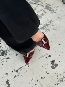 Nida slingback stiletter med spænde - Vinrød