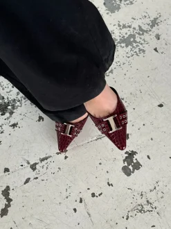 Nida slingback stiletter med spænde - Vinrød