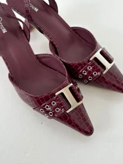 Nida slingback stiletter med spænde - Vinrød