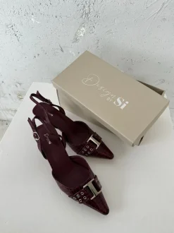 Nida slingback stiletter med spænde - Vinrød