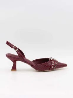 Nida slingback stiletter med spænde - Vinrød