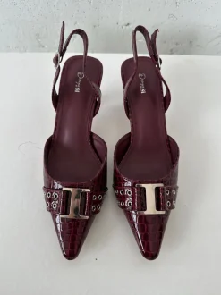 Nida slingback stiletter med spænde - Vinrød