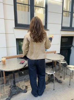 Noami kort jakke med krave - Beige/navy