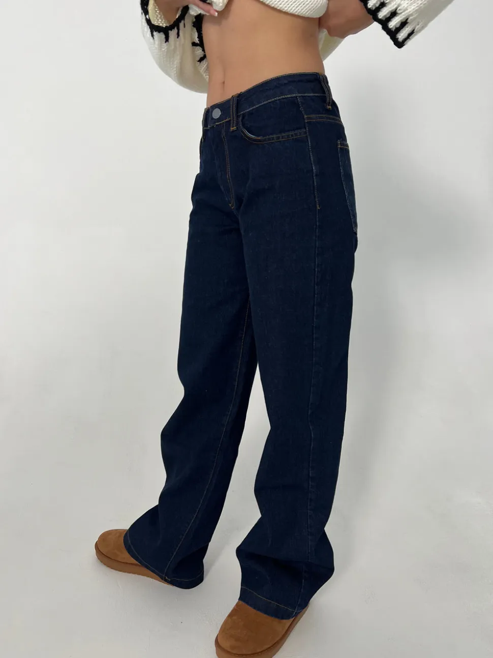 Nuna lavtaljede jeans - Mørk denim