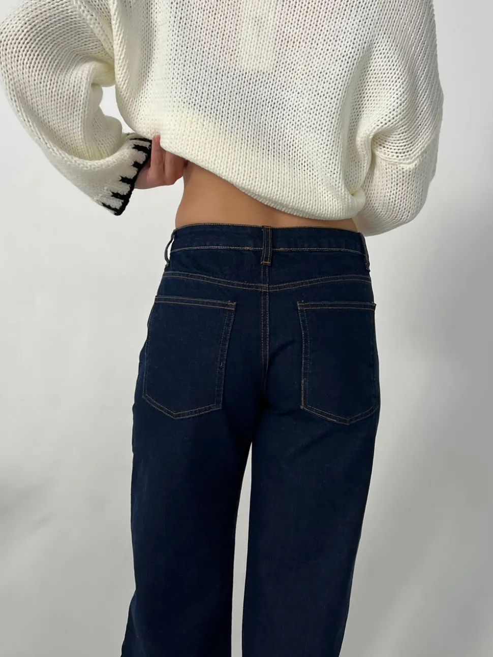 Nuna lavtaljede jeans - Mørk denim