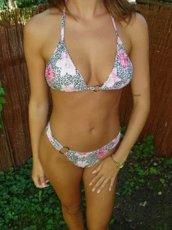 Olandria bikini med mønster og blomster - Pink/sort/beige