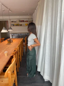 Olive jeans med detaljer - Blågrøn