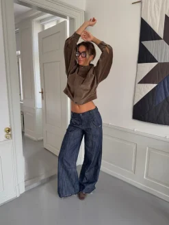 Olive jeans med detaljer - Navy