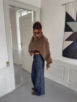 Olive jeans med detaljer - Navy