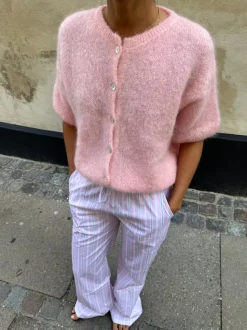 Olivia kortærmet mohair cardigan - Lyserød