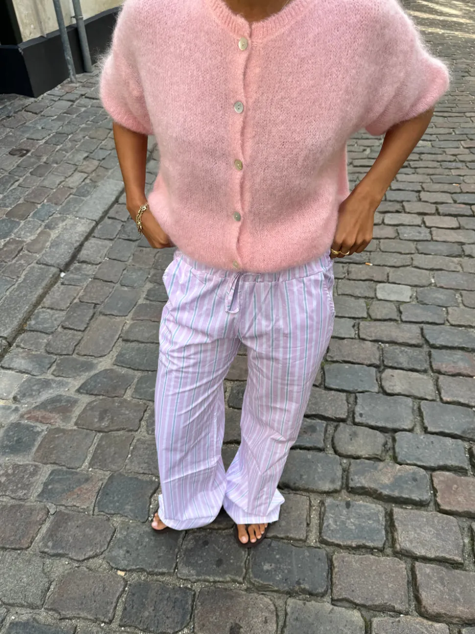 Olivia kortærmet mohair cardigan - Lyserød