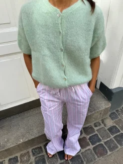 Olivia kortærmet mohair cardigan - Mint grøn