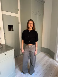 Olivia kortærmet mohair cardigan - Sort