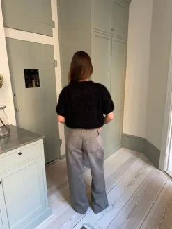 Olivia kortærmet mohair cardigan - Sort
