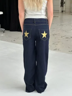 Oversized stjerne jeans - Guld stjerner