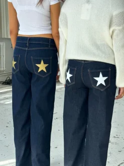 Oversized stjerne jeans - Guld stjerner