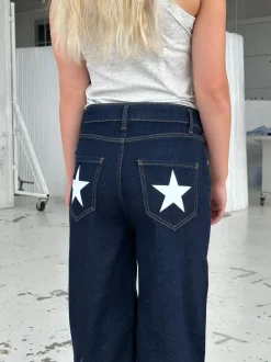 Oversized stjerne jeans - Hvide stjerner