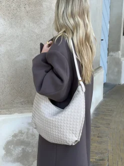 Palma flettet skuldertaske - Beige