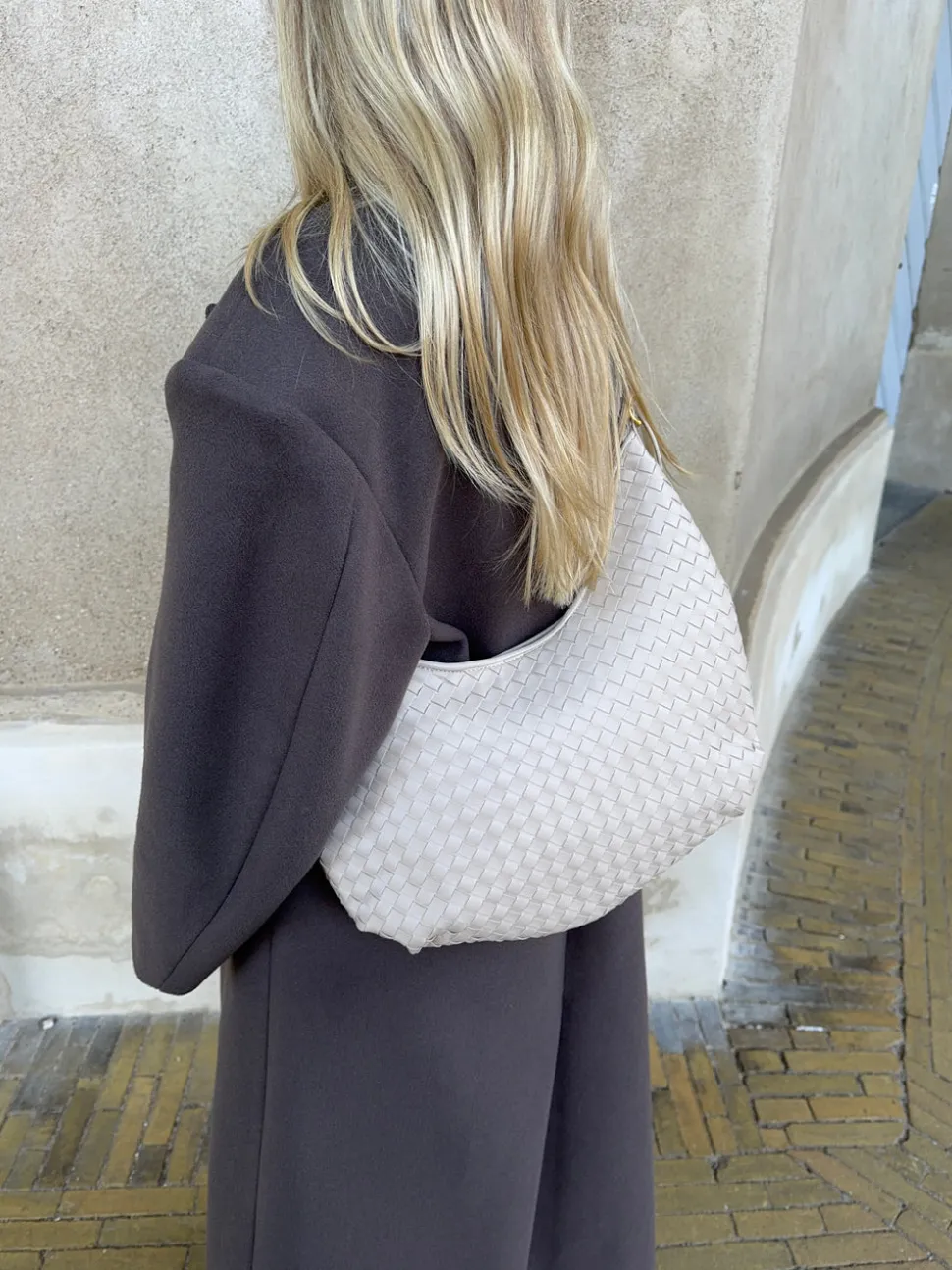 Palma flettet skuldertaske - Beige