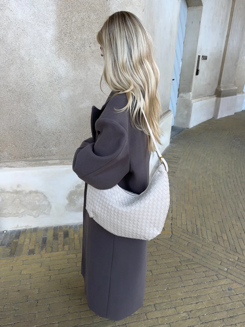 Palma flettet skuldertaske - Beige